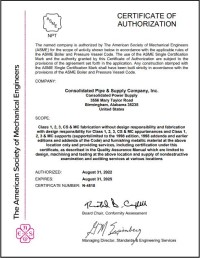 NPT  Certificate of Authorization